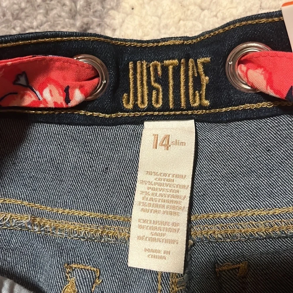 NWT Justice Girl’s Denim Jean Shorts Cutoffs Size 14 Slim